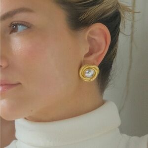 Two Tone Textured Circle Earrings*Bicolor Earrings*Round Earrings*Old Money